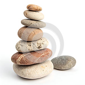Stack of Pebbles Isolated on White Background