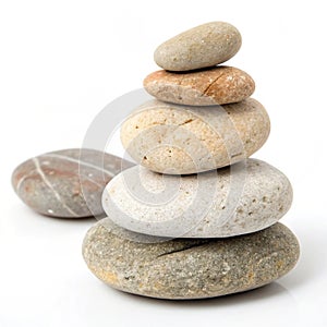 Stack of pebbles isolated on white background