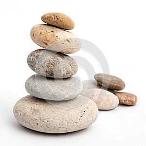 Stack of pebbles isolated on white background