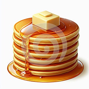 A stack of perfectly golden pancakes with a knob of melting but photo