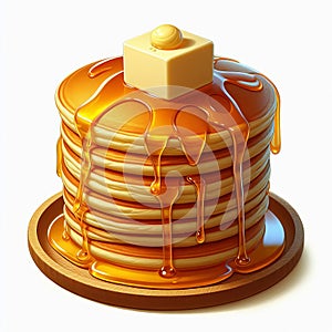 A stack of perfectly golden pancakes with a knob of melting but photo
