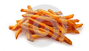 Stack or pile of spicy sweet potato french fries