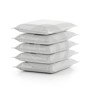 Stack of pillows isolated on white background