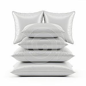 Stack of pillows isolated on white background