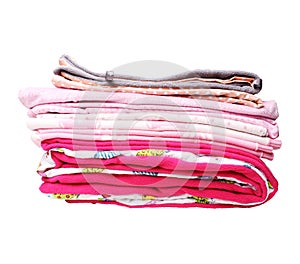 Stack of pink blankets for baby girl