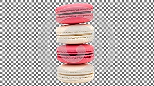 Stack of Pink and White Macarons on Checkered Background