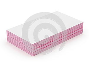 Stack of pink and white notepads isolated on white background