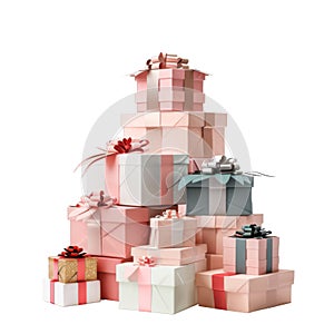 Stack of Pink, White, and Teal Gift Boxes with Bows