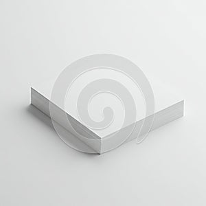 A stack of plain white paper on a white background, featuring a clean, smooth texture