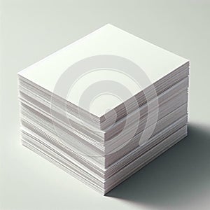 AI-Generated Neatly Stacked Blank White Paper Sheets with Soft Shadows