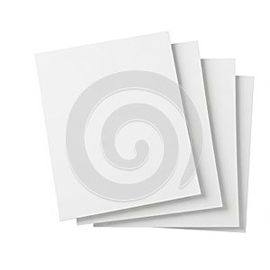 Stack of plain white paper sheets placed on a flat surface isolated on white background