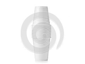 Stack of plastic cups, isolated on white background