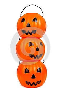 Stack of plastic jack-o-lanterns