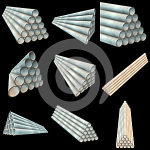 Stack of plastic pipes.