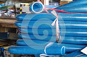 Stack of plastic Tubular Pipes photo
