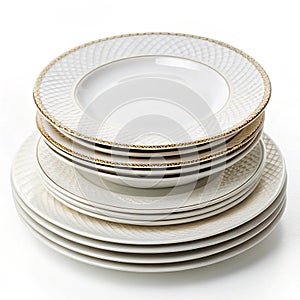 Stack of plates isolated on white background