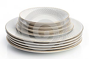 Stack of Plates Isolated on White Background