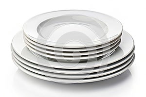Stack of Plates Isolated on White Background