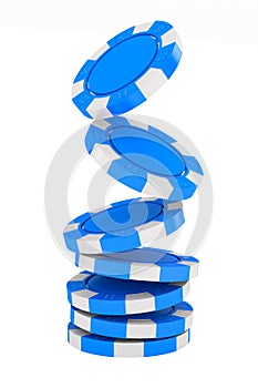 Stack of poker casino chips on white background. Isolated 3D illustration