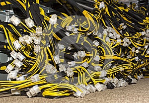 Stack of power cables from power supply unit Bitcoin