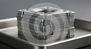 Stack of Precision Industrial Metal Flanges