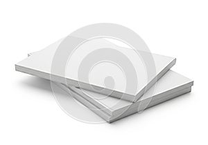 Stack of pristine white paper sheets on a clean white background