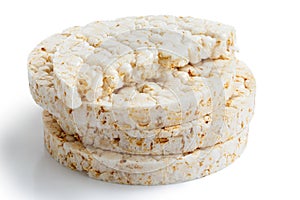 Stack of puffed rice cakes.