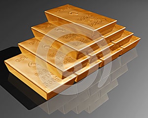 Stack of pure gold bars