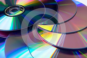 Stack of purple rewritable dvd collection