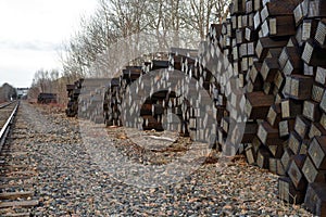 Stack of railroad wood ties