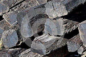 Stack of railway crosstie