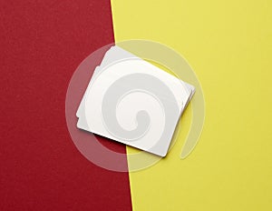 Stack of rectangular white paper blank business cards