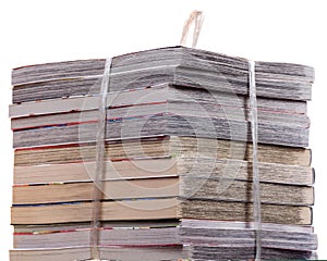 Stack of recycle magazines isolated