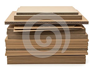 Stack of recycled cardboard sheets ready for packaging