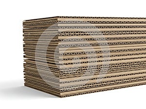 Stack of recycled corrugated cardboard sheets