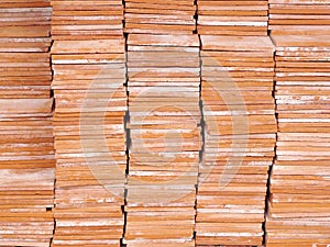 Stack of red brick for construction floor