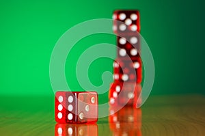 Stack of red casino dice