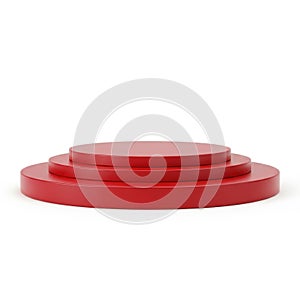 Stack of red circular objects isolated on white background