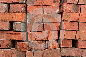 Stack red clay bricks