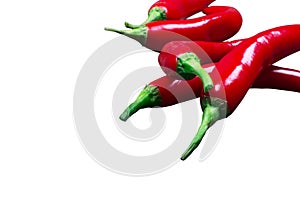 Stack of Red hot chilli pepper isolated on white background