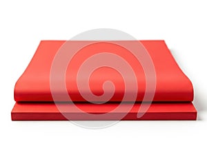 Stack of red paper sheets, isolated on white background