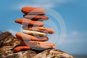 Stack of red stones