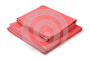 Stack of red terry towels set