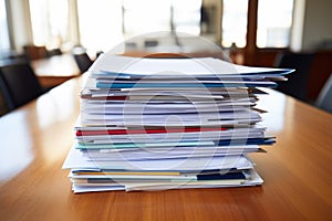 stack of resumes on an office table