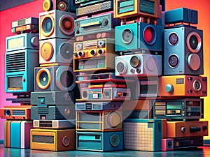 Stack of Retro Audio Equipment