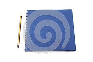 Stack of ring binder book or blue notebook