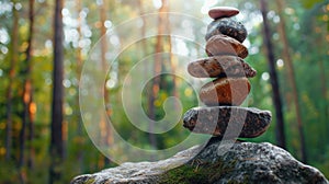 Stack of Rocks on Forest Rock