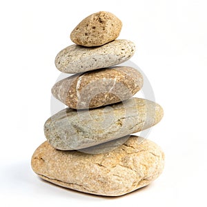 Stack of rocks isolated on white background