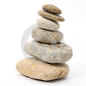 Stack of rocks isolated on white background
