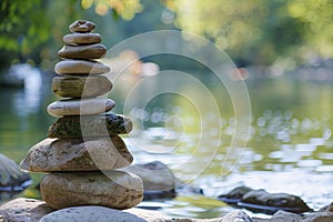 Stack of Rocks on River